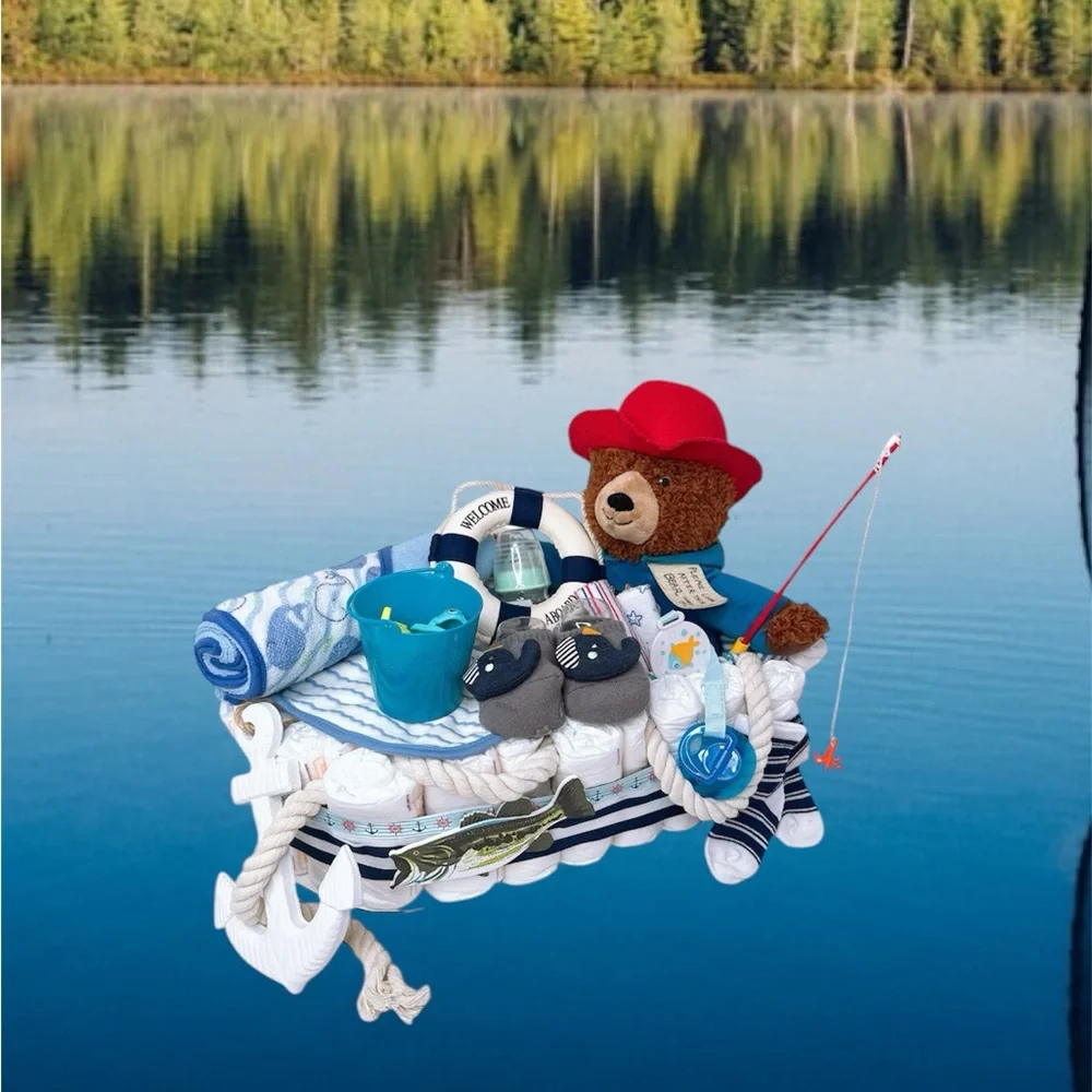 Fisherman Diaper Cake, Boat Diaper Cake
